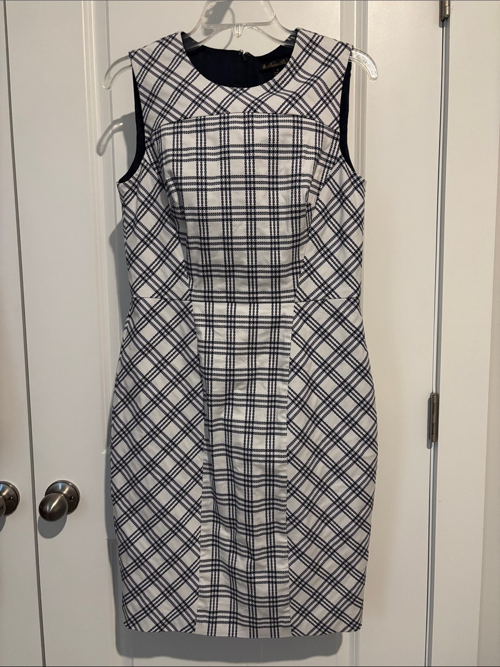 Brooks Brothers Navy and White Plaid Sheath Dress